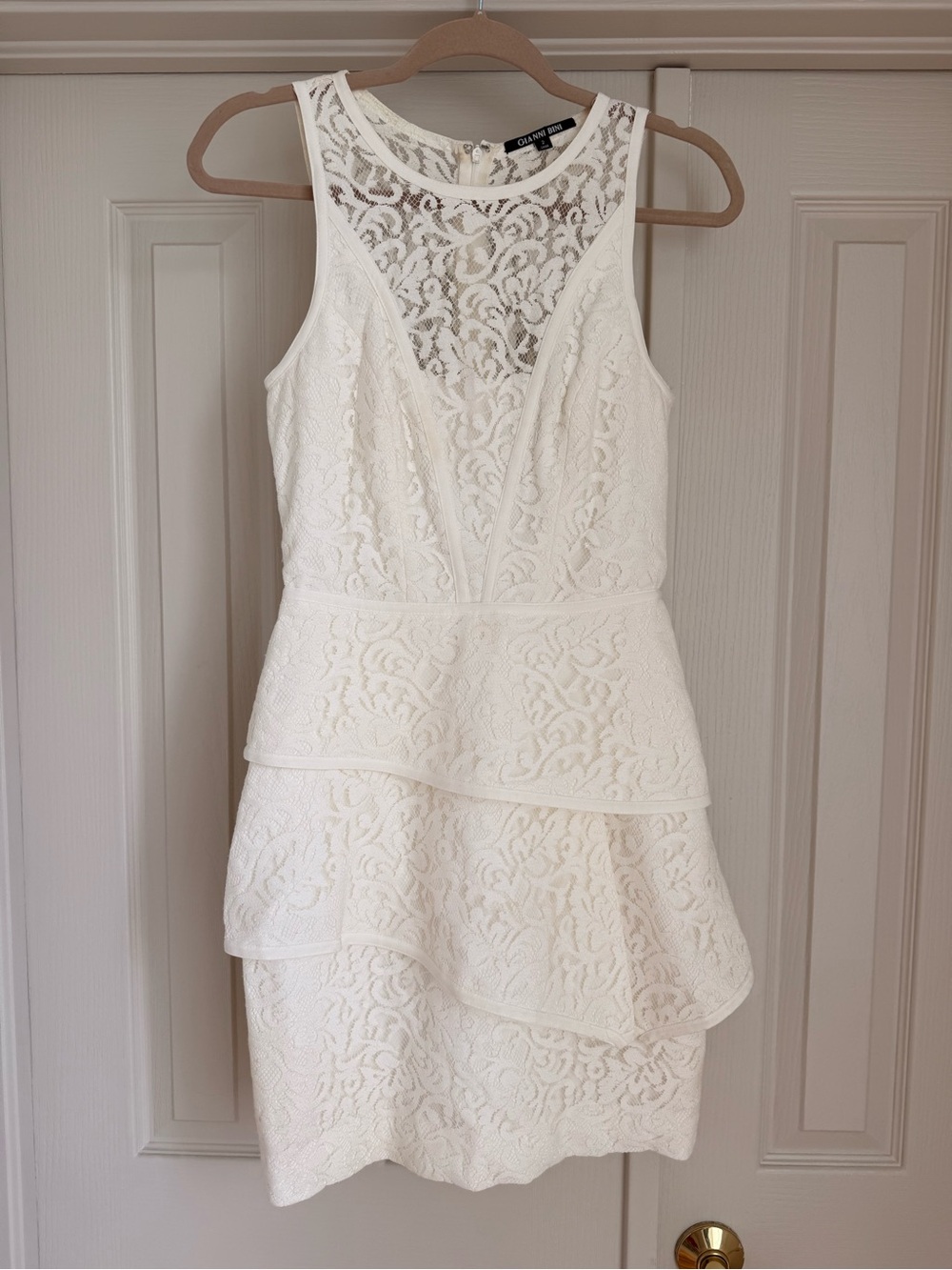 Gianni Bini White Lace Tiered Mini Dress